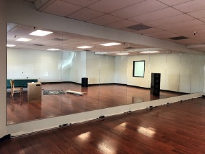 mirrored dance studio wall