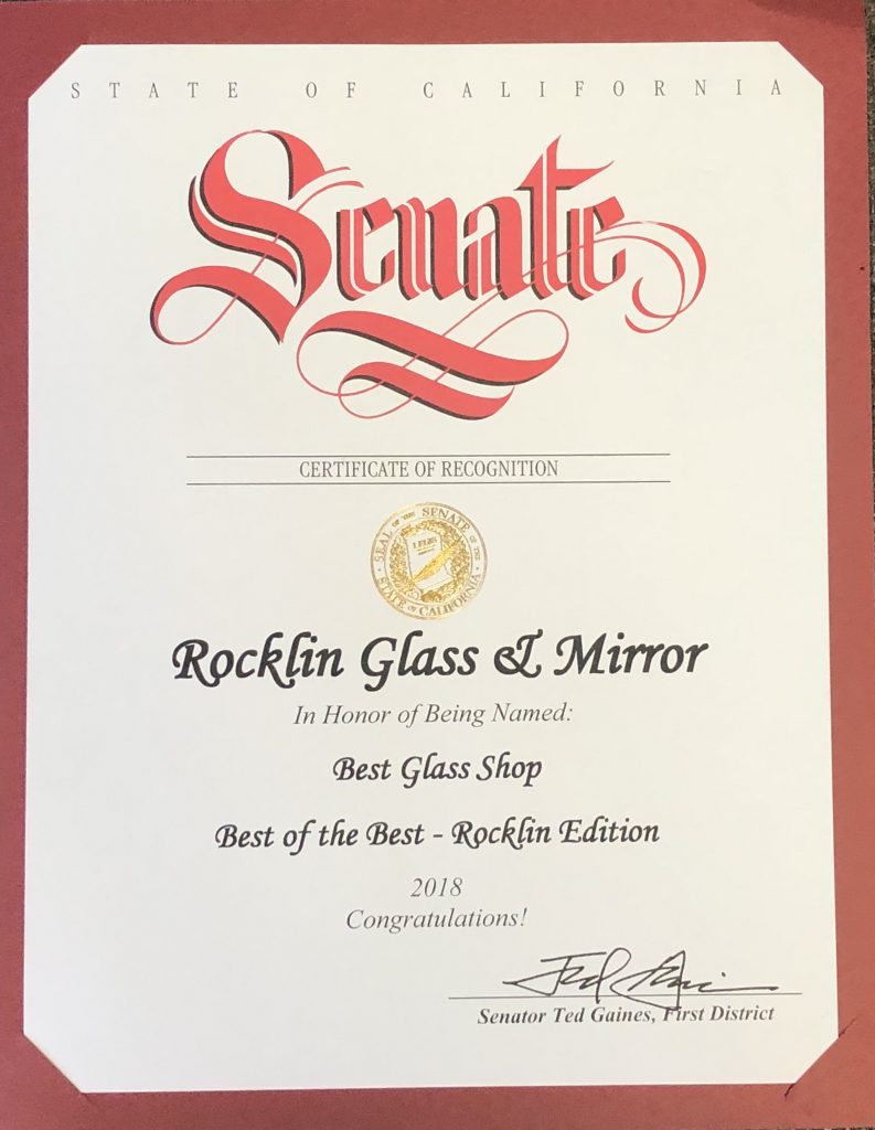 Certificate of Recognition from Senator