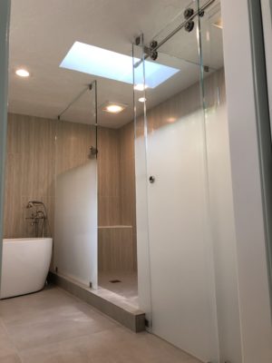 Shower Panel and Water Closet - Gradient Glass - Rocklin Glass & Mirror ...
