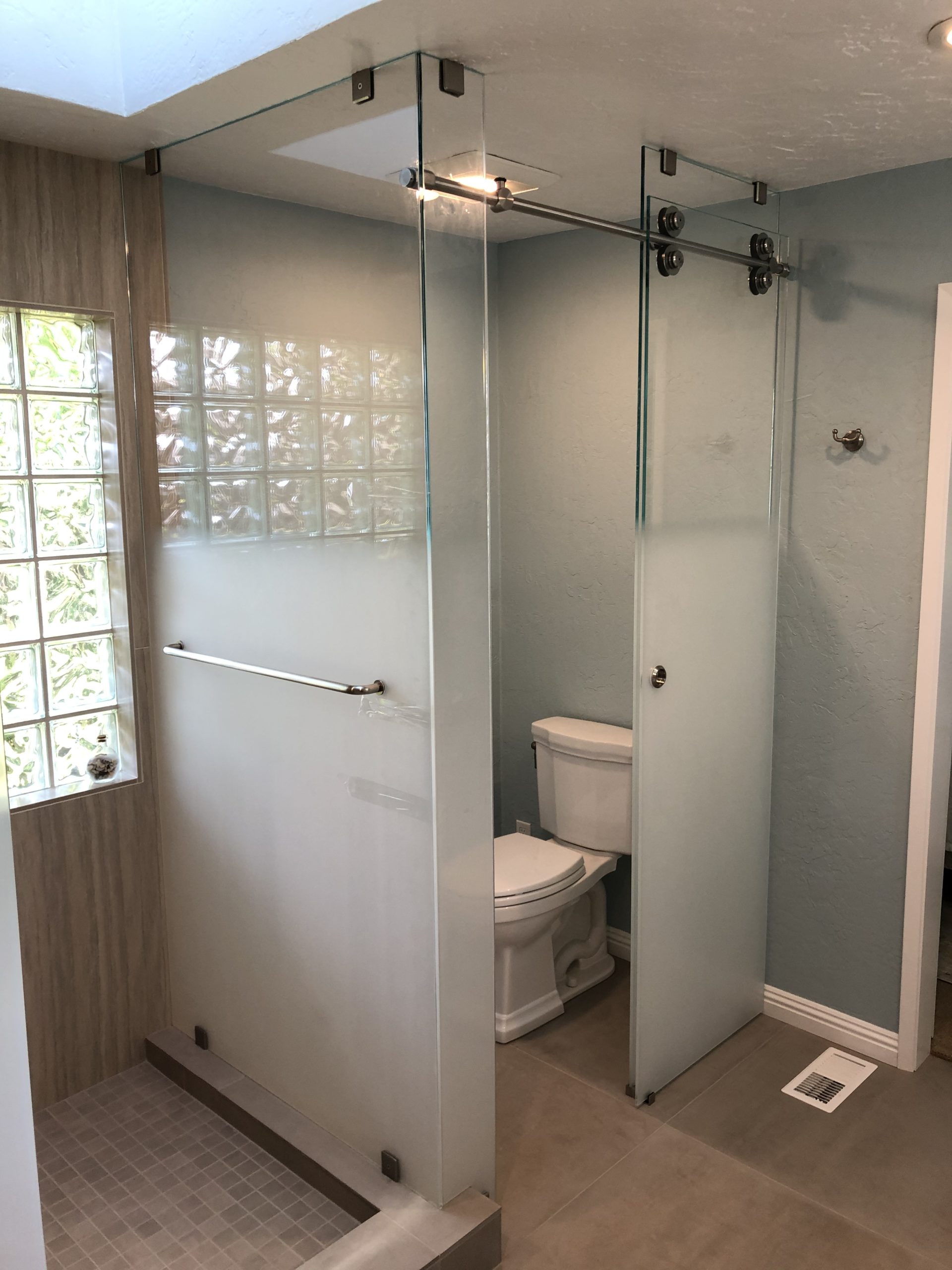 Shower Panel and Water Closet - Gradient Glass - Rocklin Glass & Mirror ...